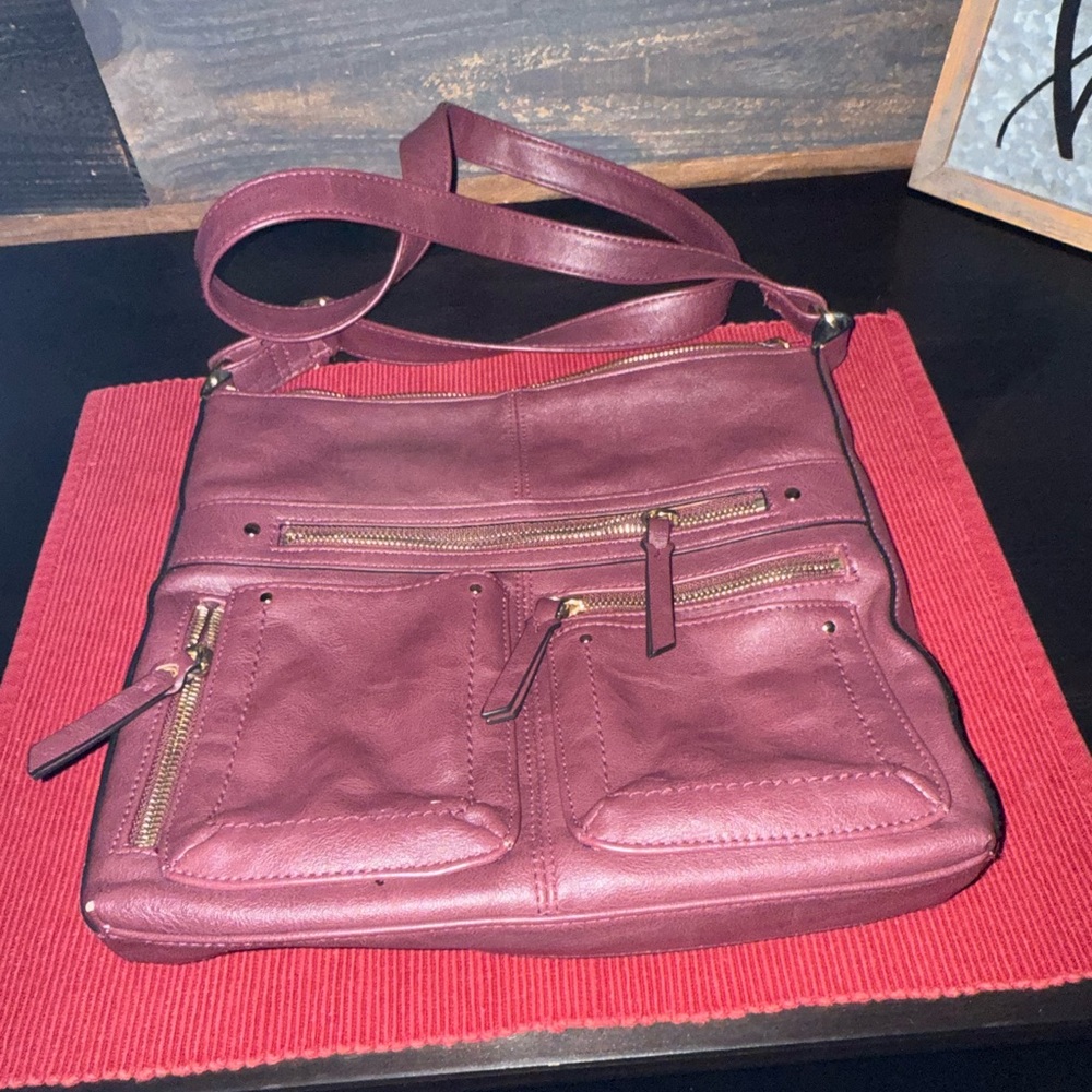 Women's Burgundy Crossbody Bag - Casual Everyday Shoulder Bag